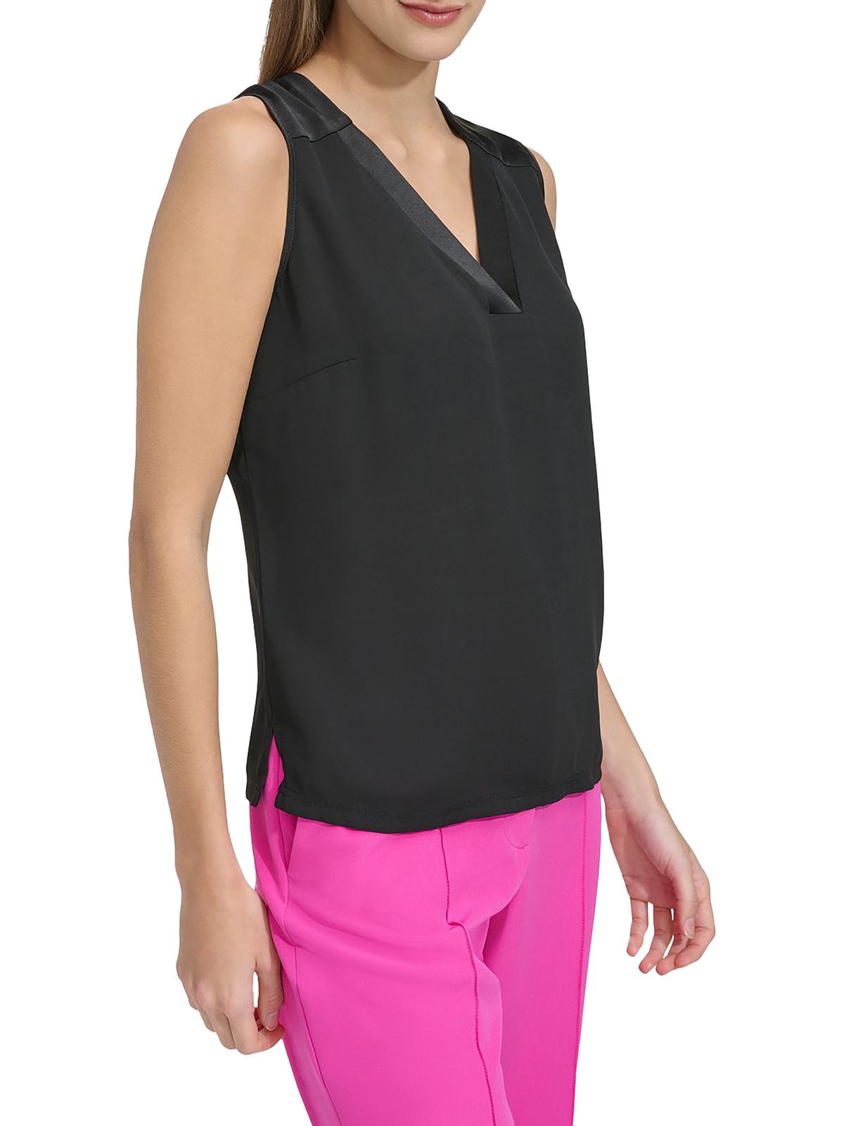 DKNY Womens V Neck Sleeveless Shell